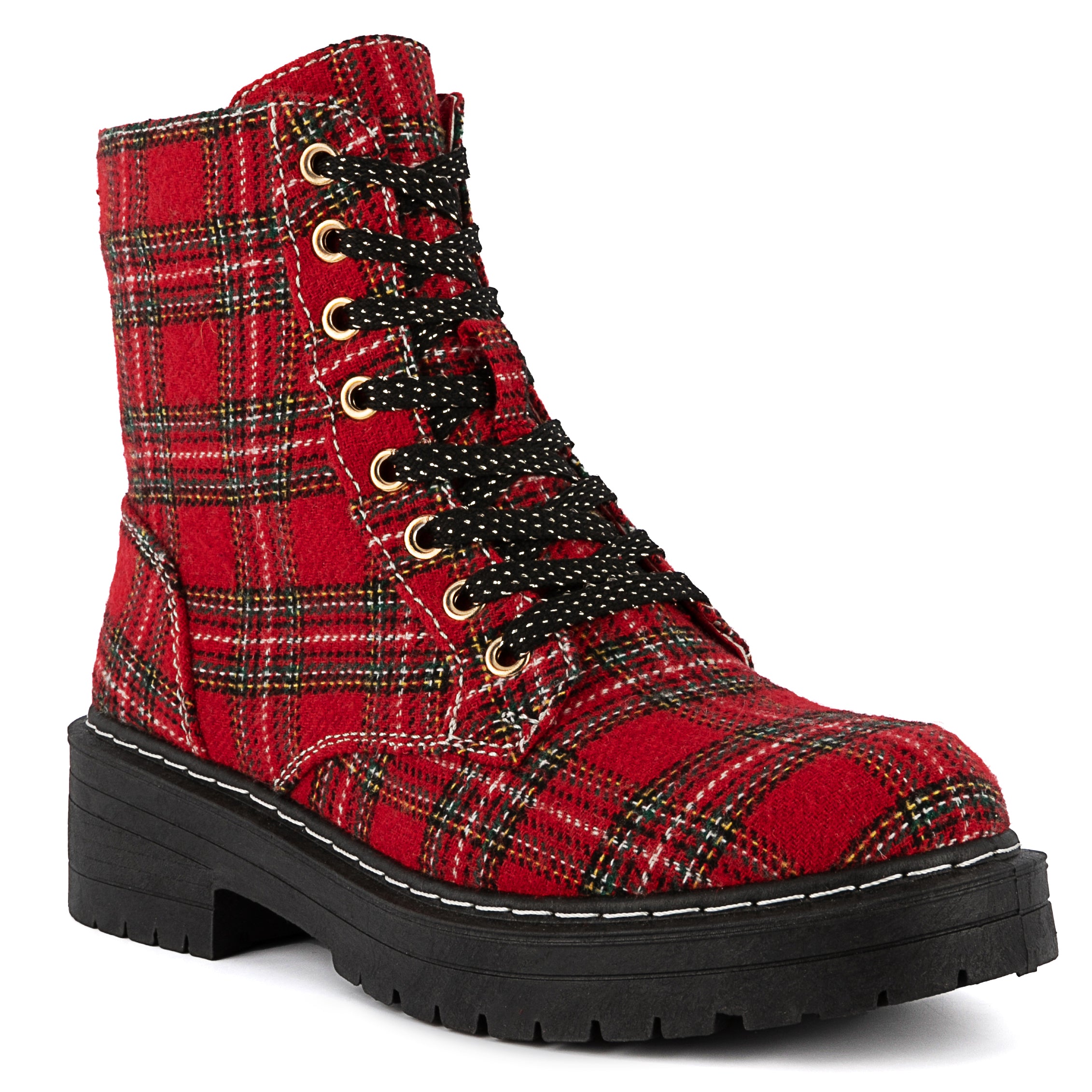 Red plaid hot sale combat boots