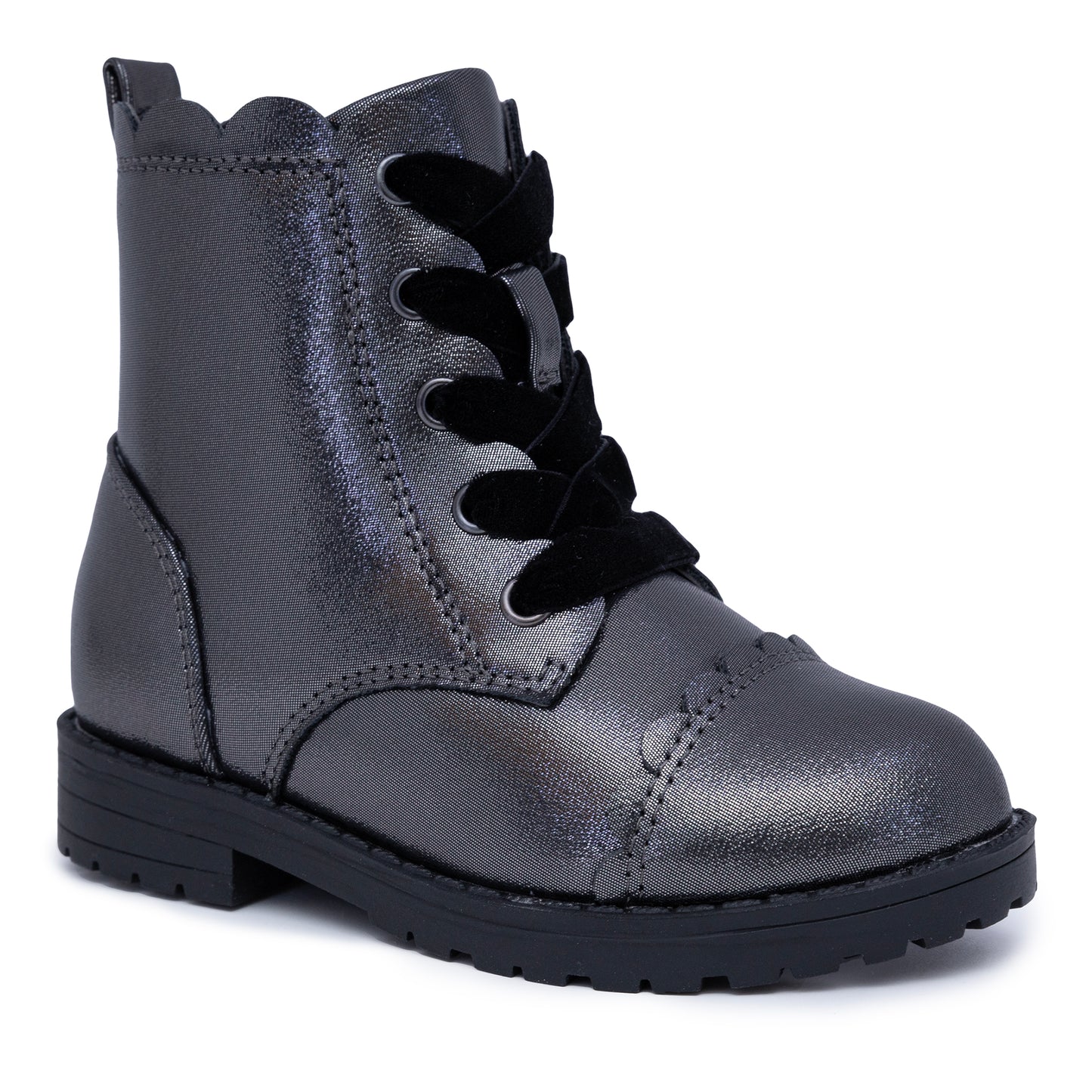Little Girls Lil Scallop Combat Round Toe Boots